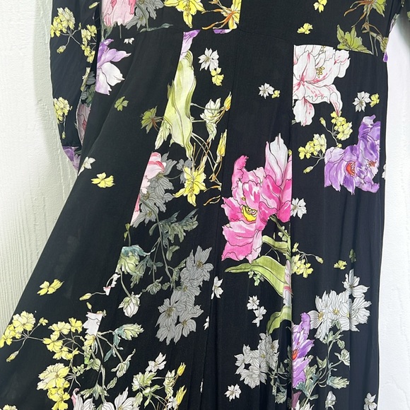 Zara - Black Colorful Floral Button Down Lightweight Long Sleeve Maxi Dress SZ S - Picture 11 of 12